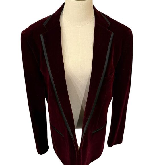 Alan Flusser Burgundy and Black trim Blazer EUC Men’s size 40 Regular Beautiful - Picture 9 of 10